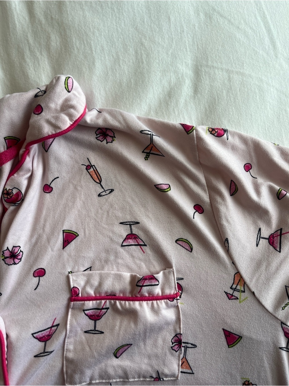Light Pink Cocktail Print Pyjama Set - Picture 7 of 9